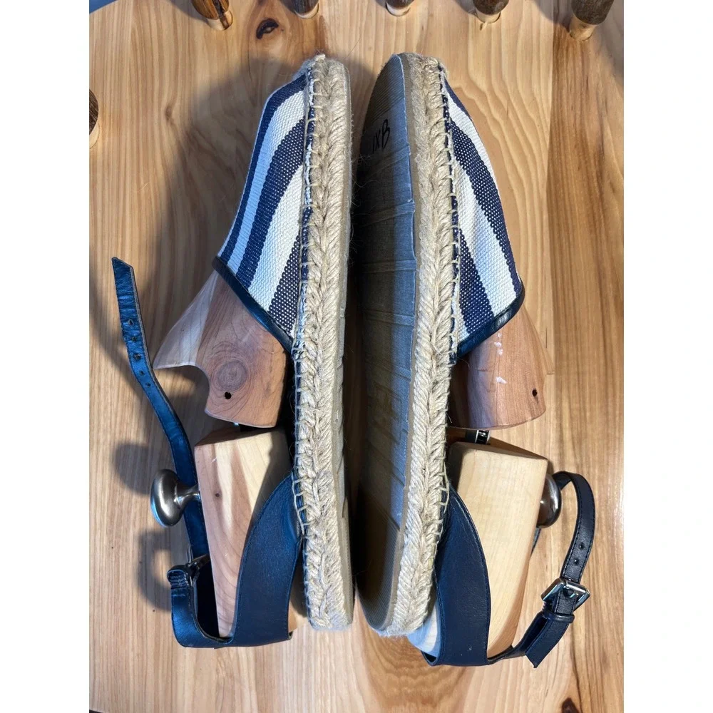 Sam Edelman Vivian Navy White Striped Espadrille Ankle Strap Flats Womens 10M